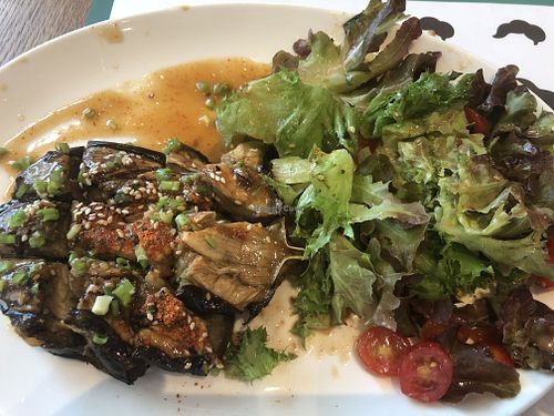 Miso eggplant and salad  at Broccoli Revolution - Central Embassy in Bangkok