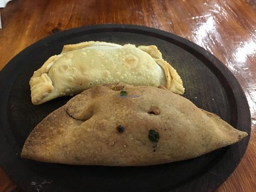 Ham & Cheese/ Carrot &? Empanadas at La Reverde Parrillita Vegana in Buenos Aires