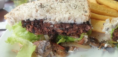 Burger at The New Place Cafe in Rarotonga