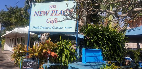 From the road - easy to see at The New Place Cafe in Rarotonga