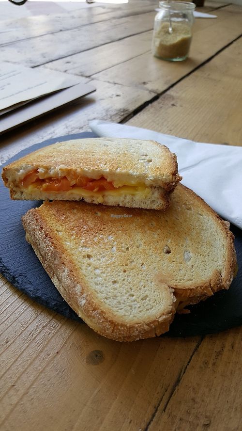 Vegan cheese and tomato toastie at Ground Up in Bury