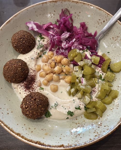 FALAFELICIOUS HUMMUS BOWL 💚  at Mediterranean Cruise Cafe in Burnsville