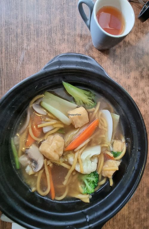 Zenhouse Noodle Claypot + Rooibos tea at Zenhouse Vegetarian Yum Cha  in Adelaide