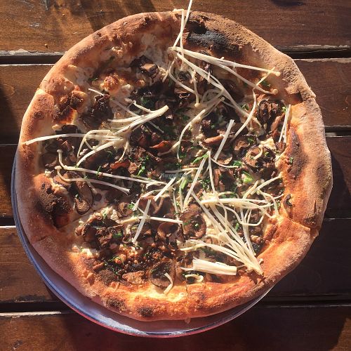 Mushroom pizza at Pitfire Pizza in Manhattan Beach