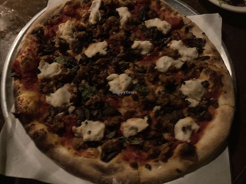 Awesome vegan pizza! — added vegan sausage and shrooms   at Pitfire Pizza in Costa Mesa