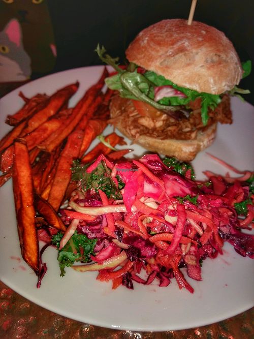 jack fruit burger at Cantina Leeds in Leeds