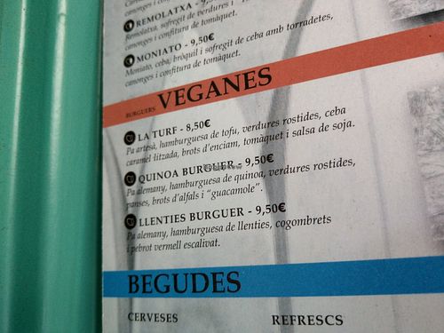 Three varieties of vegan burgers at Sa Sa Sa - Cuina Flexitariana in Calella