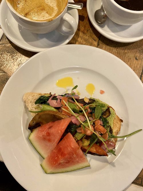 Avo toast with mushrooms and watermelon  at Filmore & Union in Beverley