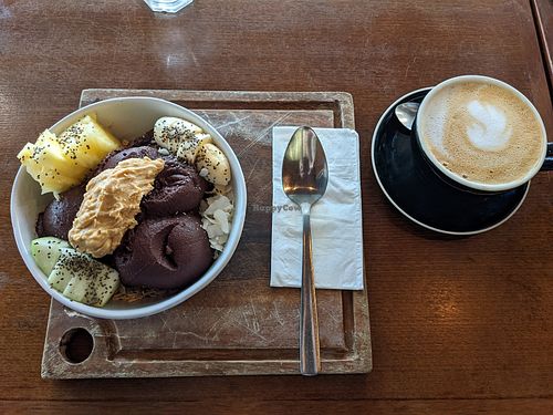 Vegan peanut butter acai bowl at Raw Energy in Brisbane
