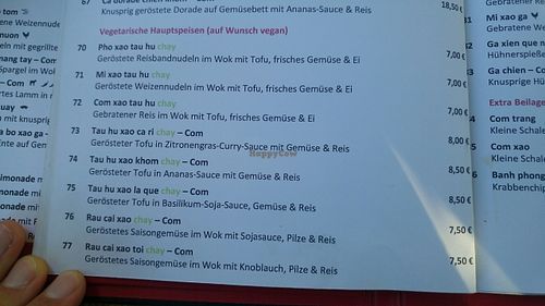 Vegetarian/vegan section of the menu at Konfuzius sagt... in Frankfurt