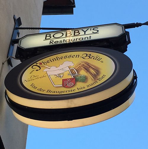 one of the few places in Mainz to try the local beer is Bobby's. at Bobby's Restaurant in Mainz