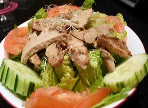 grilled soy chicken salad at Vegan House in Los Angeles