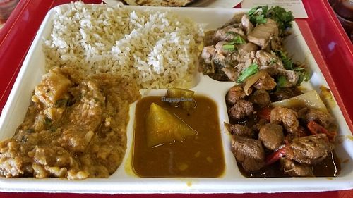 combo plate with brown rice at Vegan House in Los Angeles