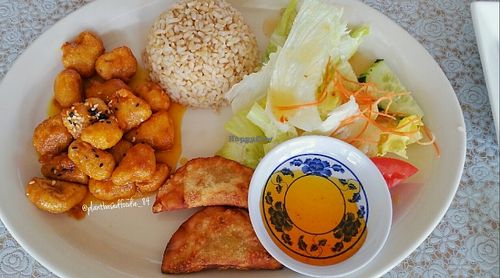 Orange 'chicken' - lunch special at Vegan House in Los Angeles