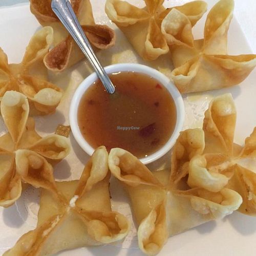 Soy crab cheese wontons at Vegan House in Los Angeles