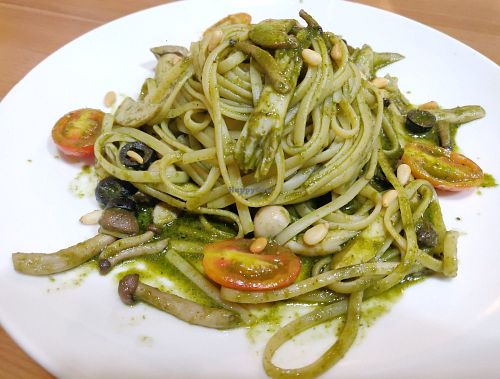Mushroom pesto linguine at Farmer's Kitchen in Hualien