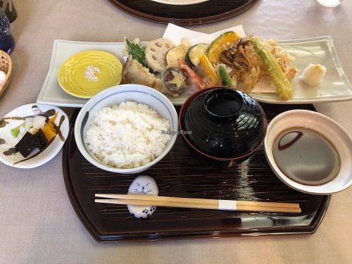 Veggie tempura set. at Yamaichi Bekkan in Miyajima