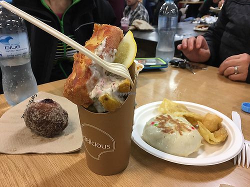 vegan fish and chips  at The Vegan Vault in Wellington