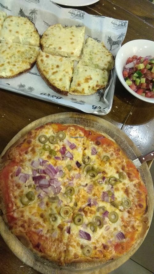 Pizza and toast  at Greg Cafe in Beit Shemesh