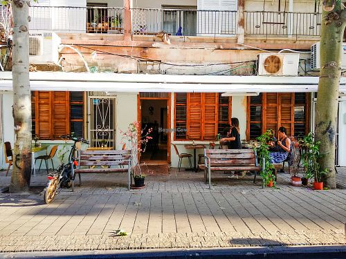 Outside of Cafe Michaelangelo at Michelangelo Cafe in Tel Aviv
