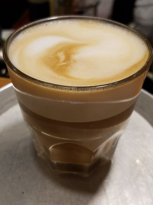 Small almond milk cappuccino at Michelangelo Cafe in Tel Aviv