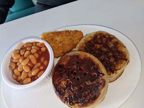 Marmite and beans on crumpets at Bobby Jo's in Southend-on-sea