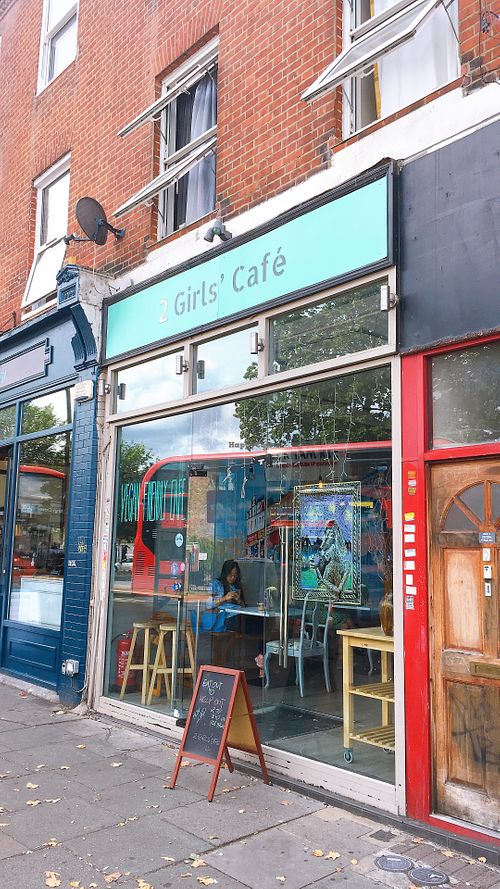 outside at 2 Girls' Cafe in South East London