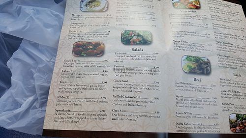 Menu  at Cedars Grill in St Petersburg