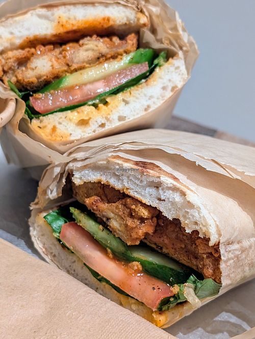 Daily special spicy seitan sandwich at Chef Tanya's Kitchen in Palm Springs