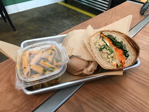 Banh mi sub with macaroni salad at Chef Tanya's Kitchen in Palm Springs