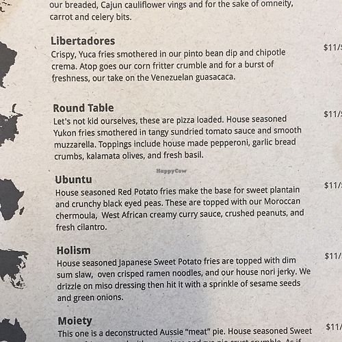 Menu at Baked Roots Bar in Portland