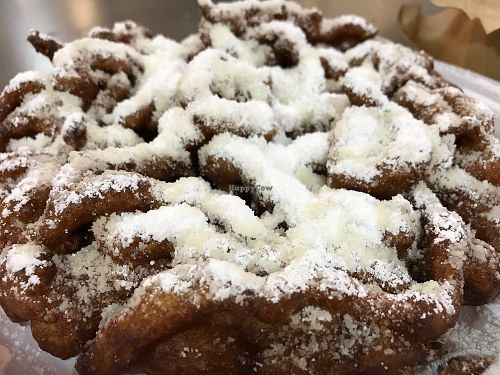 Vegan funnel cake at Fox & Son Fancy Corndogs in Philadelphia