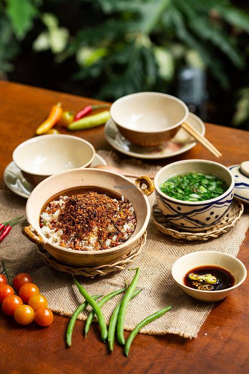 crispy fried rice
 at Metta Vegetarian in Ho Chi Minh City