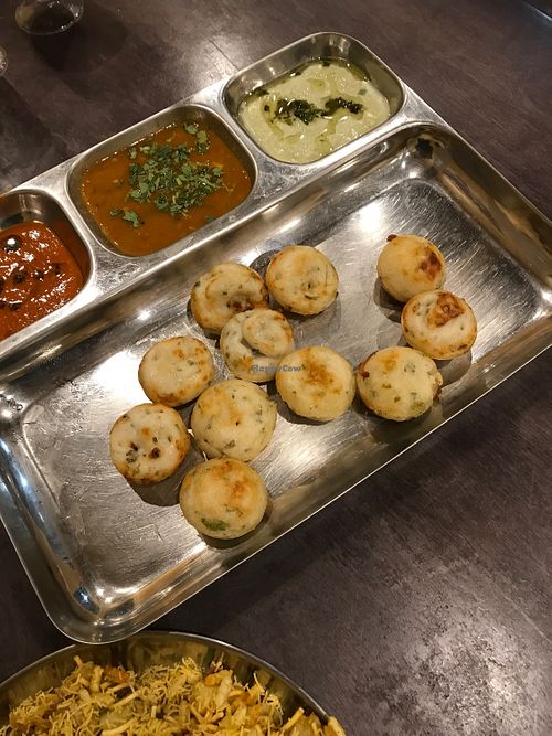 Paniyaram - pan seared mini idli at Namaste  in Aliso Viejo