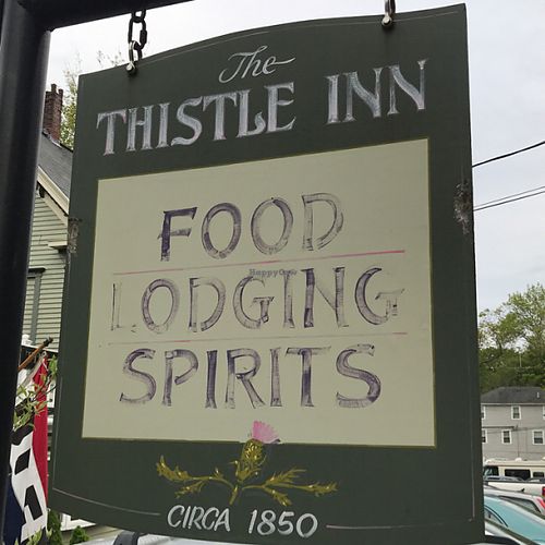 sign at The Thistle Inn in Boothbay Harbor