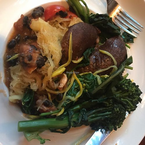 spaghetti squash with broccolini at The Thistle Inn in Boothbay Harbor