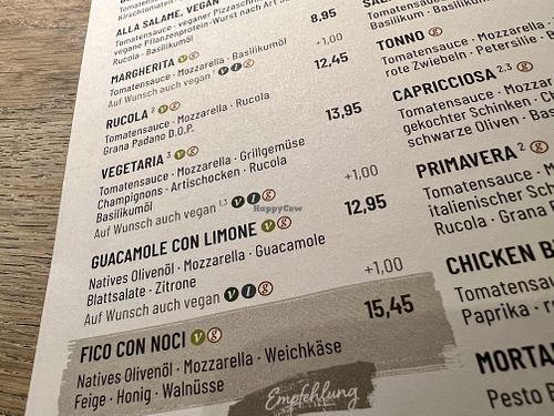 menu  at Vapiano in Dresden