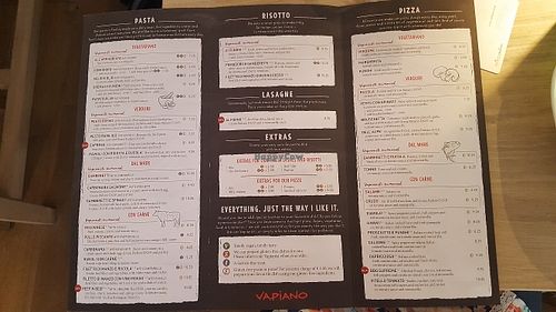 menu in english at Vapiano in Dresden
