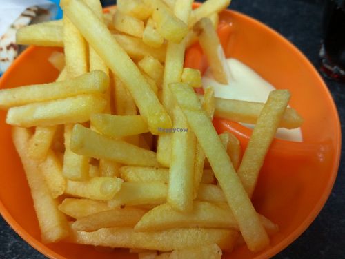 Chips and garlic mayo at Little Aladdin in Manchester