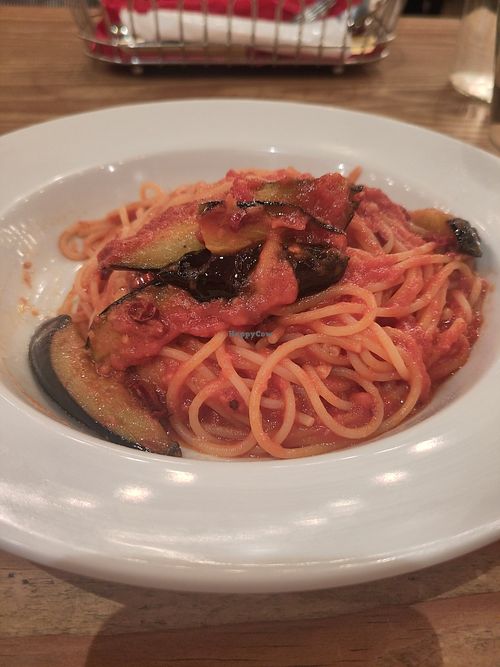 Pasta arrabbiata with eggplant at Cafe La Boheme - Omotesando in Tokyo