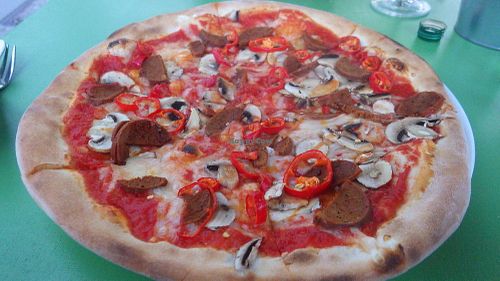 Salami pizza at Leonardo Verde in Warsaw