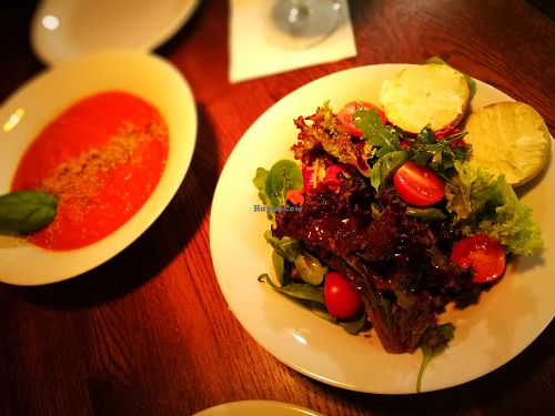Soup and salad at Leonardo Verde in Warsaw
