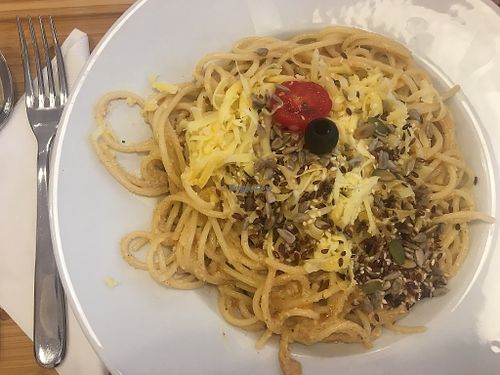 Very yummy vegan pasta at Madal Food in Budapest