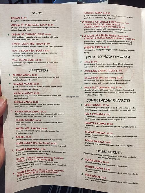 Menu 4 at Adyar Ananda Bhavan A2B in South Plainfield