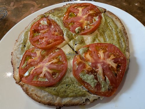 Vegan Margarita Pizza at ChocolaTree Organic Oasis in Sedona