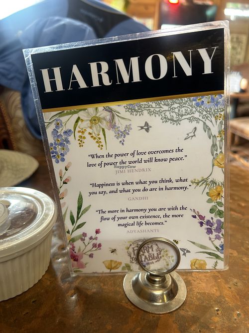 Lovely table sign instead of numbers  at ChocolaTree Organic Oasis in Sedona