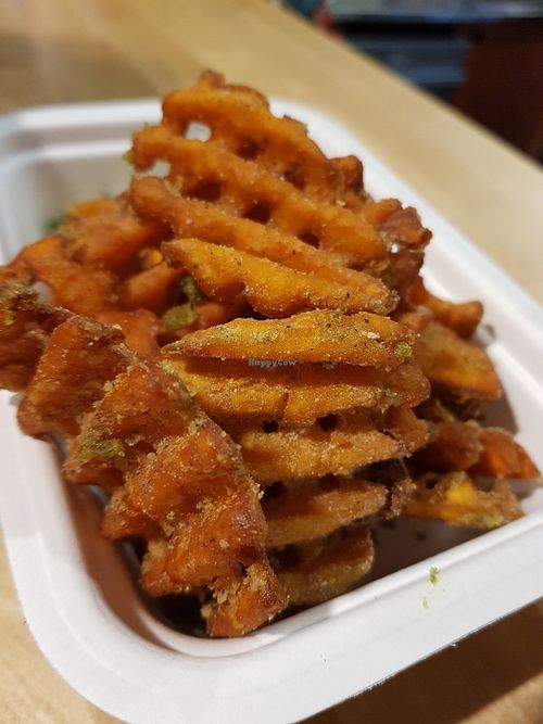 Sweet potatoes waffles + basil mayo, wonderful! at Veg Machine in Tallinn