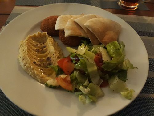 Falafel pitta plate at Chez Joseph in Vientiane