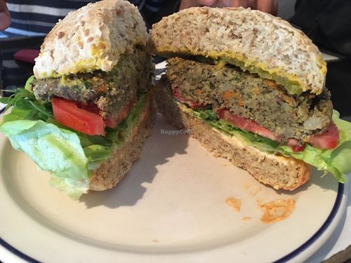 Burger - sauces were delicious at Loving Hut - San Cristobal in San Cristobal De Las Casas