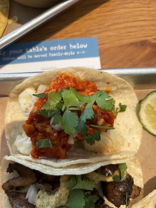 Cauliflower tacos (no cheese)  at Bartaco in Stamford